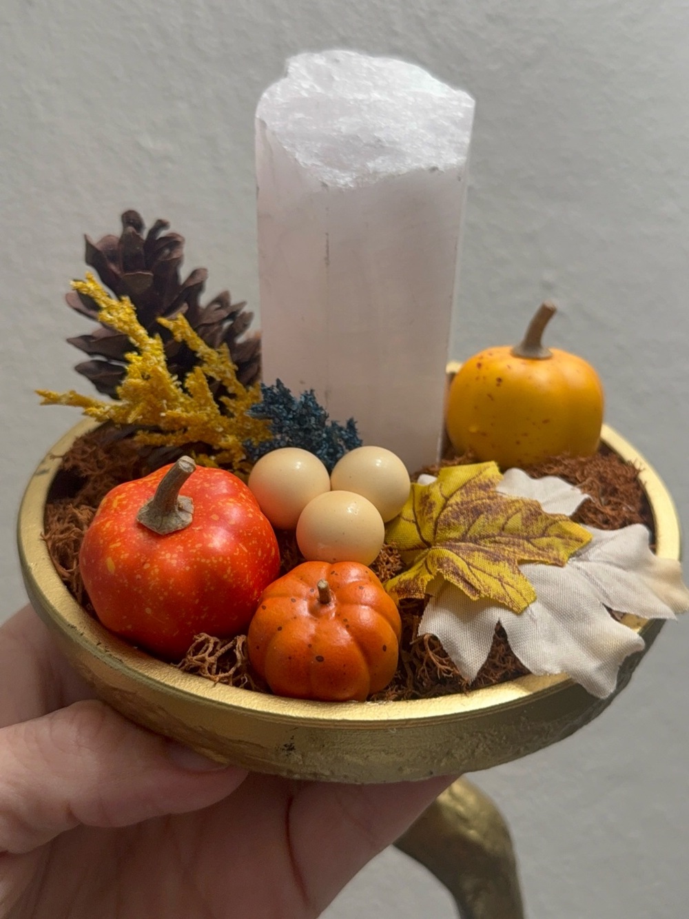 Handmade Autumn Harvest Decorative Centerpiece with Orange Accents